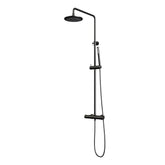 BRAUER Black Edition Regendoucheset opbouw - hoofddouche 20cm - glijstang - staaf handdouche - gladde knoppen - Mat zwart